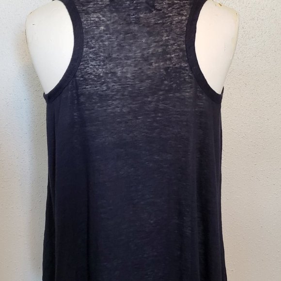 EUC *Derek Lam 10C* Women´s Navy Blue 100% Linen Semi-Sheer Tank Top Small - Picture 2 of 8